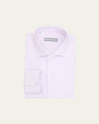 Bergdorf Goodman Mens Cotton Micro-Check Point Collar Dress Shirt
