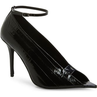 Jeffrey Campbell Inherit Ankle Strap Pointed Peep Toe Sandal in Black Eel at Nordstrom, Size 7.5