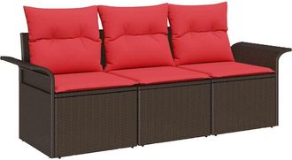 vidaXL Juego De Sof&aacute; 3 Uds. 3-n&uacute;mero De Plazas Marr&oacute;n Y Rojo Vidaxl