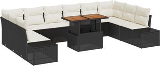 vidaXL Vidaxl - Garden Sofa Set Manual 11 pcs Black, Cream 100 x 55 x 73 cm