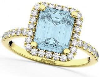 Allurez Lab Aquamarine & Lab Grown Diamond Engagement Ring 18k Yellow Gold (3.32ct)
