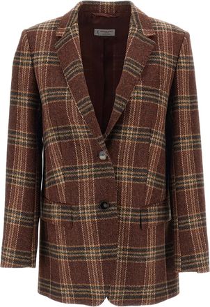 Alberto Biani Multicolor Tailored Wool Check Blazer
