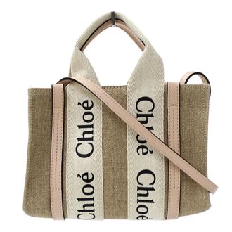Chlo&eacute; Beige Pink Canvas Handbag Shoulder Bag Tote Bag (Pre-Owned)