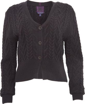 Lords of Harlech Samantha Cashmere Blend Cable Knit Cardigan Sweater in Black at Nordstrom, Size X-Large