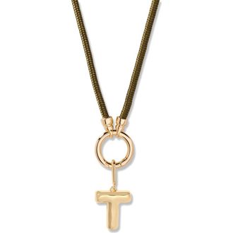 Brook & York Kai Initial Charm Necklace in Gold/Olive T at Nordstrom