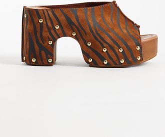 Asos Hadley - Zoccoli sabot premium con tacco in camoscio zebrato-Multi