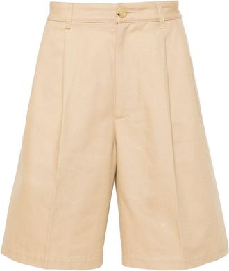 Gucci logo-embroidered shorts - men - Cotton/Cotton - 46 - Neutrals