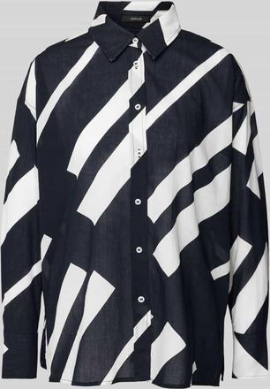 OPUS Regular Fit Hemdbluse mit durchgehender Knopfleiste in Marine, Gr&ouml;&szlig;e 34