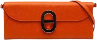 Herm&egrave;s Pre-owned Crossbody Bag - Dames - Vintage Schoudertas - Oranje - ONE Size - Leer - Vintage