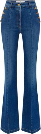 Elisabetta Franchi Katoen Lyocell Elastan Jeans - Dames - Flared Jeans - Blauw - W27 - Katoen - Jeans