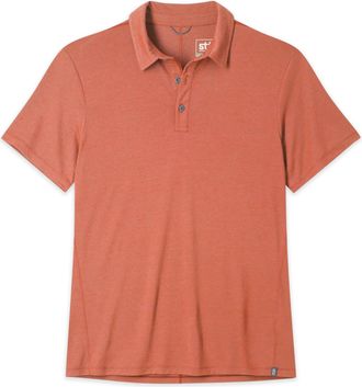 Stio | Mens Divide Polo Shirt, Size Extra Large in Hot Sauce Heather