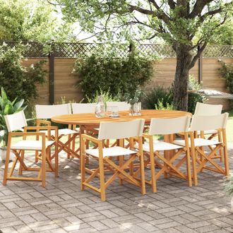 vidaXL Sillas De Jard&iacute;n Plegables 8 Unidades Tela Blanco Crema Vidaxl