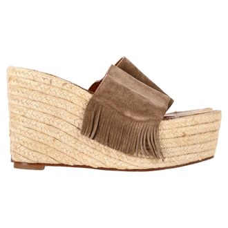 Chloé Chloé Espadrille Wedge Sandalen met Franje in Bruin Suède
