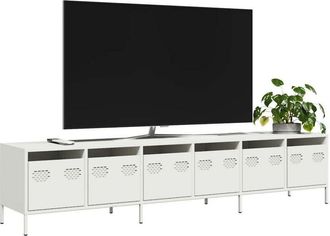 vidaXL Vidaxl - Mueble Para Tv Acero Laminado En Fr&iacute;o Blanco 202x39x43,5 Cm