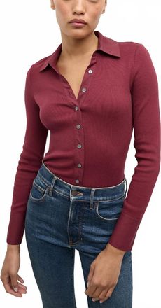 Veronica Beard Scottie Mixed Media Top In Wine