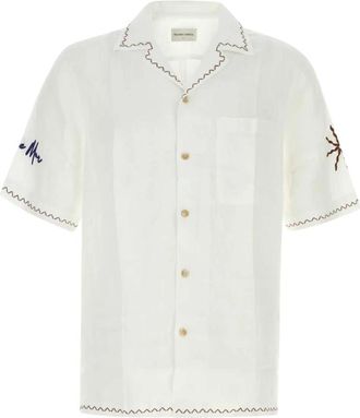 Frescobol Carioca Alves Linnen Shirt - Heren - Korte mouwen Overhemden - Wit - XL - Linnen - Overhemden