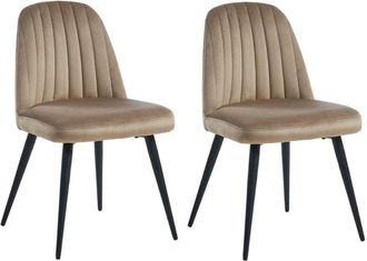 Vente-Unique Vente-unique - Lotto di 2 sedie in Velluto e Metallo Nero Beige - eleana