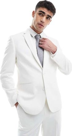 Asos Giacca slim da abito bianca testurizzata-Bianco