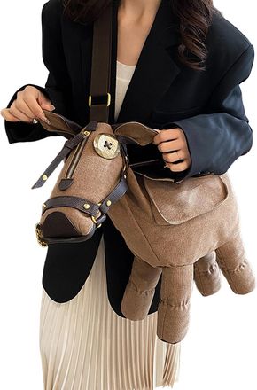 Generic Womens Shoulder Bags,PU Leather Horse Shape Retro Pouch | Travel Shoulder Bag with Adjustable Strap - for Travel School Daily Commute Weekend Outing S