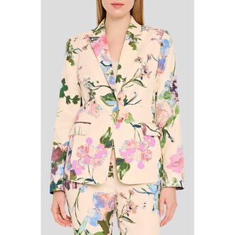 Tahari by ASL Floral Blazer in Sand Peach at Nordstrom, Size 14