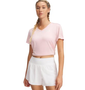 Under Armour Trainingsshirt UNDER ARMOUR TECH SSV- TWIST, Damen, Gr. XS, weiss (prime pink,, wei&szlig;), Obermaterial: 100% Polyester, normal, V-Ausschnitt, Shirts Trai