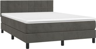 vidaXL Vidaxl - Cama Box Spring Colch&oacute;n Y Led Terciopelo Gris Oscuro 140x190 Cm