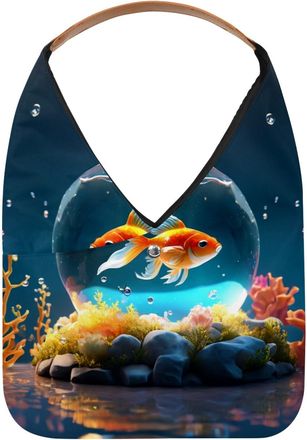 Generic Beautiful Fish Crystal Ball Reusable Lightweight Grocery Bags - Foldable Into Compact Pouch, Washable & Sturdy, Multipurpose for Shopping and Travel