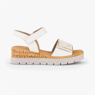 Gabor Shout Womens Ankle Strap Sandals Cream Leather - Size UK 8