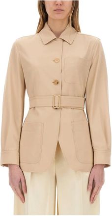 Max Mara Virgin Wool Jacket - Dames - Zomerjassen - Beige - M - Wol - Jassen