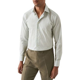 Eton Slim Fit Parrot Print Cotton Dress Shirt in Green at Nordstrom Rack, Size 15