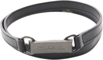 Chanel Pre-owned Leren Riem met Metaal - Dames - Vintage Accessoires - Zwart - ONE Size - Leer - Vintage