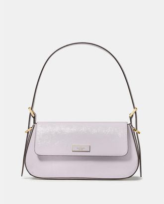 Kate Spade New York Womens Bridget Crinkle Patent Small Flap Shoulder - Purple - One Size