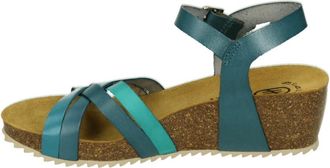 Hee Schoenen, Dames, Blauw, 37 EU, Leer, 26011 Wedge Sandal