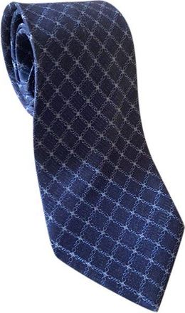 S.T. Dupont Navy Diamond Pattern Silk Tie