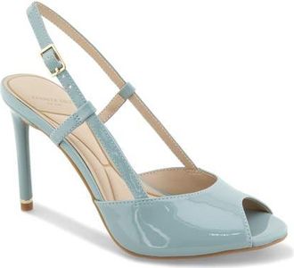 Kenneth Cole Londyn Slingback Peep Toe Sandal in Ice Blue Patent at Nordstrom, Size 6.5