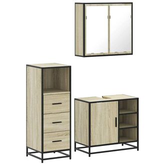 Berkfield Home 3 Piece Bathroom Furniture Set Sonoma Oak Engineered Wood in Light Brown