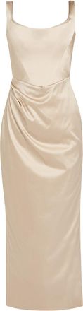 Vivienne Westwood Suzie Corset Satin Midi Dress - Sand - 12 (UK12 / M)