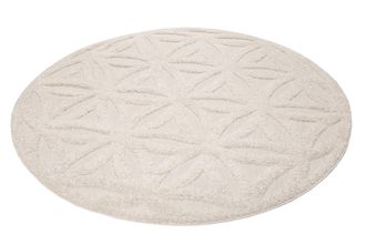 Esprit Outdoorteppich »Shake, ESP54232« rund 2 mm Höhe Hoch-Tief-Effekt, Blume des Lebens - Motiv, uni, robust, Terrasse