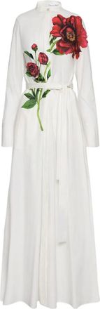 Oscar De La Renta Abito lungo con stampa - Bianco