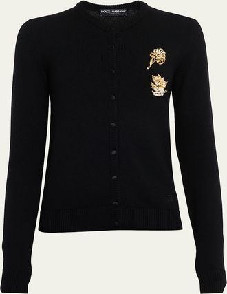 Dolce & Gabbana Brooch Crewneck Cardigan