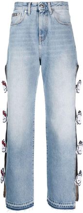GCDS Hello Kitty cut-out jeans - women - Cotton/Cotton/Polyester - 27 - Blue