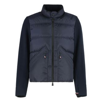 Moncler Down Jackets, male, Blue, Size: M Padded Cardigan with Zip