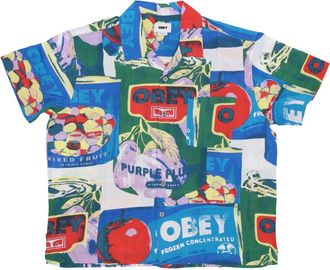 Obey Zwart Multi Geweven Korte Mouw Overhemd - Heren - Korte mouwen Overhemden - Veelkleurig - S - Overhemden