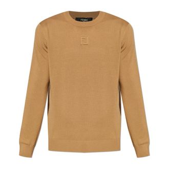 Fendi Jumper with embossed logo - male - Fendi - Round-neck Knitwear - Beige - L - Knitwear