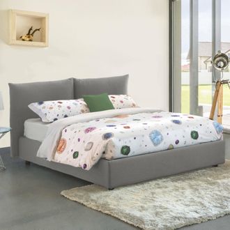 Talamo Italia Talamo Italia - Dmora - Cama Matrimonial Dbrekal, Cama Contenedor Con Revestimiento De Tela, 100% Made In Italy, Apertura Frontal, Con Colch&oacute;n 160x190
