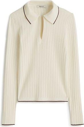Madewell The Signature Knit Johnny Collar Sweater in Winter White at Nordstrom Rack, Size Xx-Small