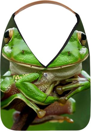 Generic Green background Frog (3) Reusable Lightweight Grocery Bags - Foldable Into Compact Pouch, Washable & Sturdy, Multipurpose for Shopping and Travel