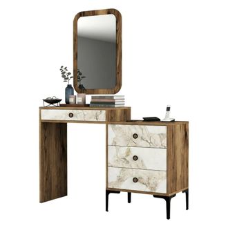 Dmora Consola Nova, Mesa Multiusos, Gabinete De Soporte, Escritorio De Pasillo, 124x40h85 Cm, Nogal Y Blanco, Con Embalaje Reforzado - Dmora