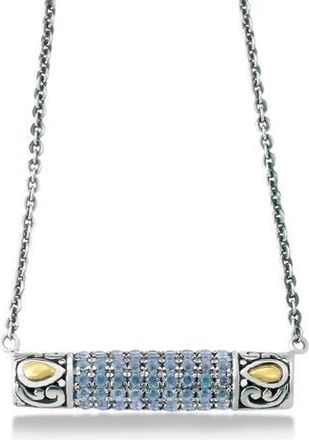 Samuel B. Sterling Silver & 18K Gold Pavé Aquamarine Pendant Necklace at Nordstrom Rack