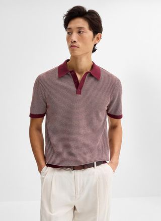Le 31 Mens Retro stripe knit Polo Shirt